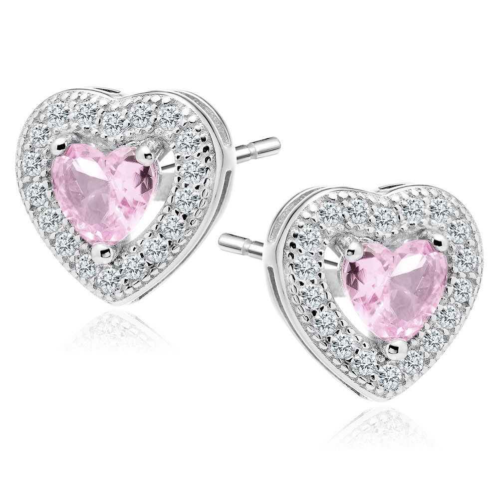 Cercei argint cu inima roz DiAmanti Z0760ER_LP-DIA Cercei argint cu inima roz DiAmanti Z0760ER_LP-DIA